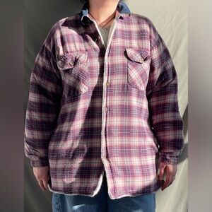 Plaid Flannel Shirt Jacket double lined with Sherpa